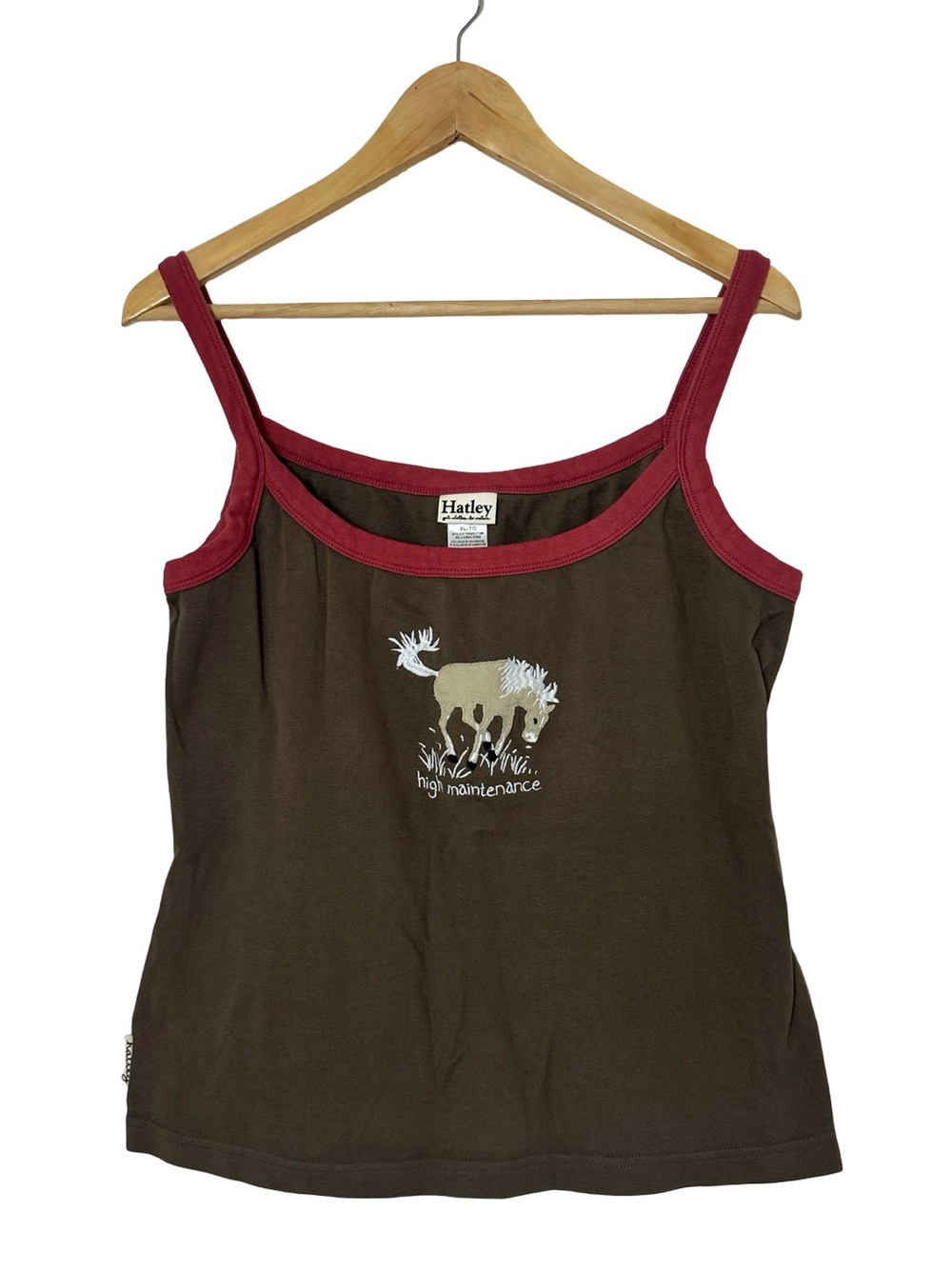 Hatley Vintage Y2K Embroidered Horse Tank Top Brown Pink XL